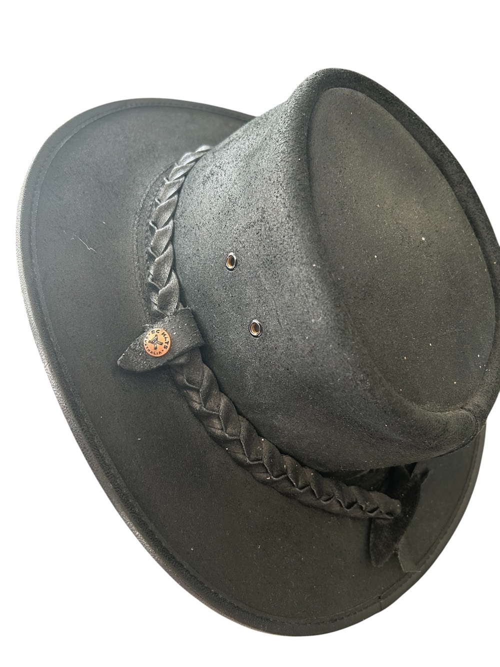 Black Leather Outback Hat Braided Band Handmade Australia - Picture 3 of 8